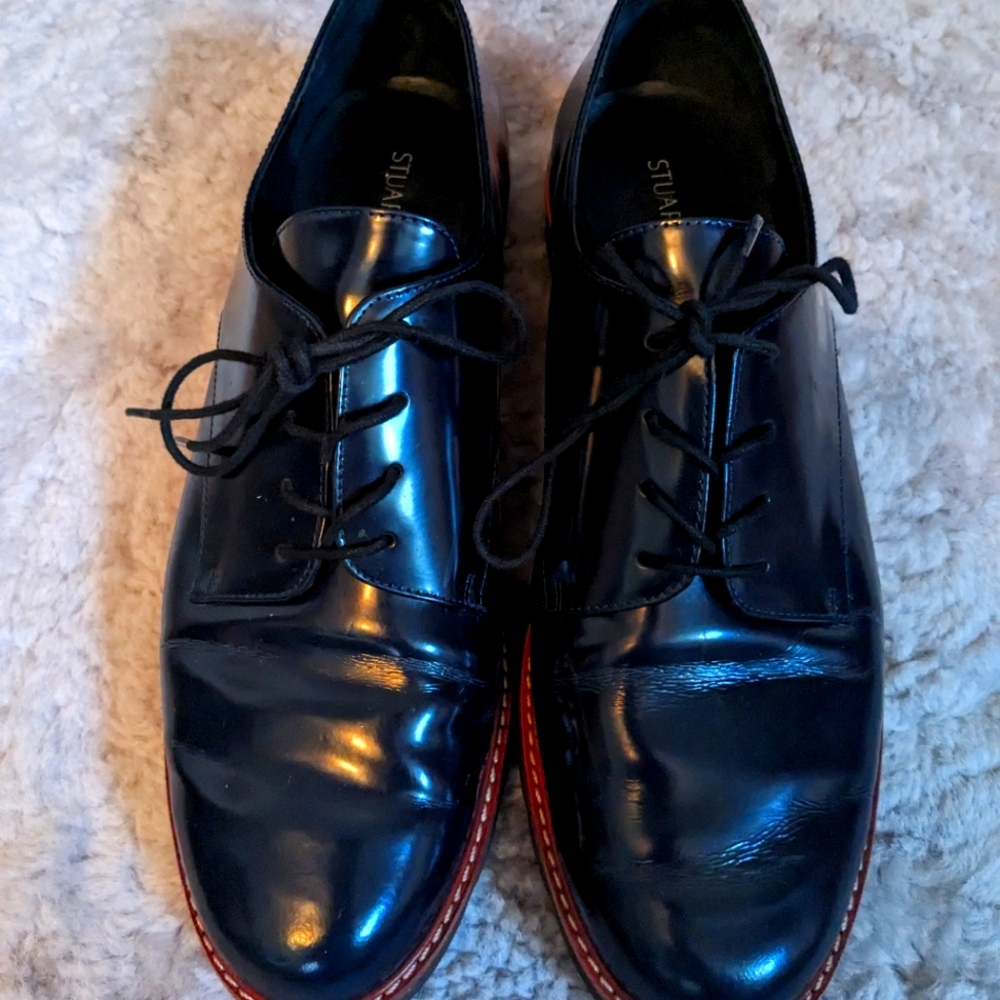 Stuart Weitzman Metro Blue Patent Leather Shoes Size 10